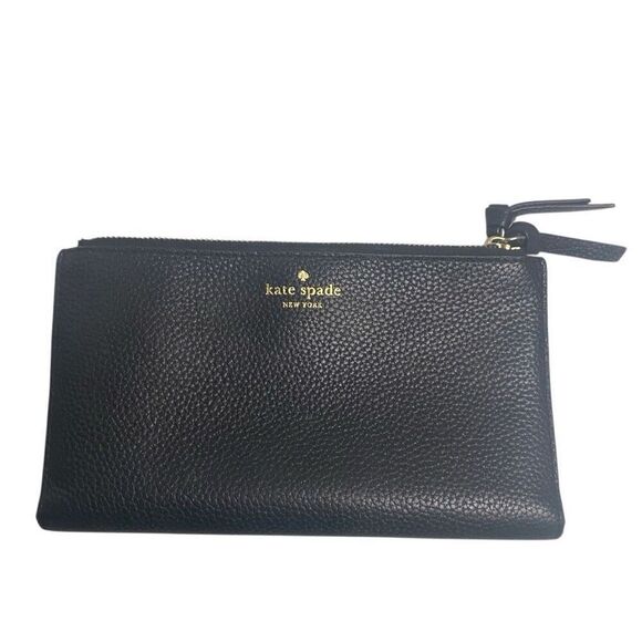 KATE SPADE Women’s Wallet V095 Black Zipper & Snap Closure 8X4 - Picture 1 of 11